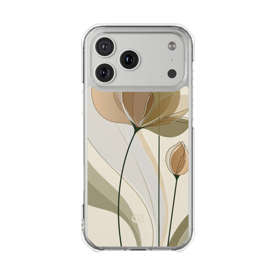 Beige Impact MagSafe Phone Case for iPhone - Muted Ochre Petals