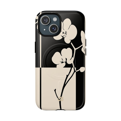 Beige Tough 2.0 Magsafe Phone Case for iPhone - Nocturnal Orchid Frame