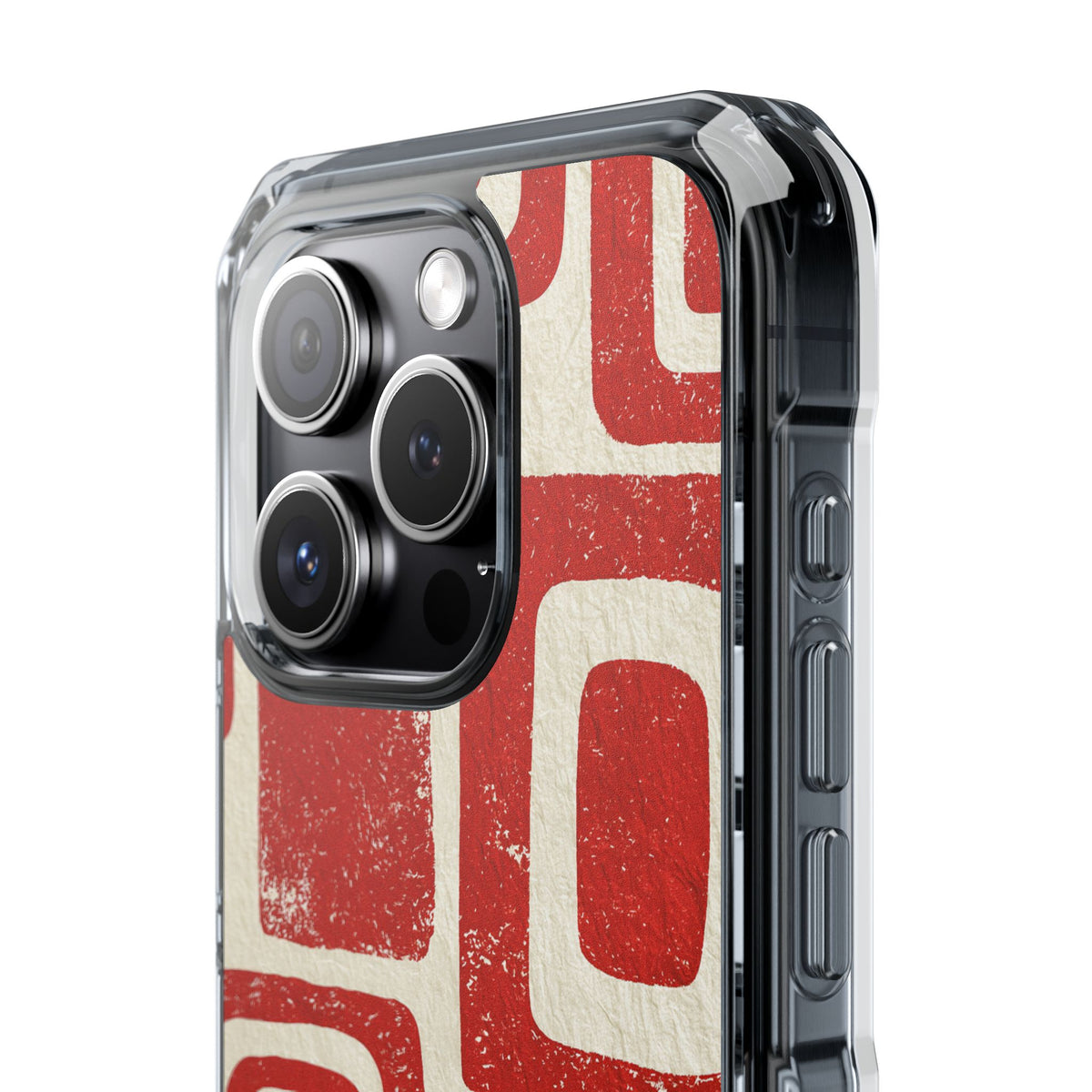 Vermilion Block Motif · Clear Impact Magnetic Phone Case for iPhone · Red