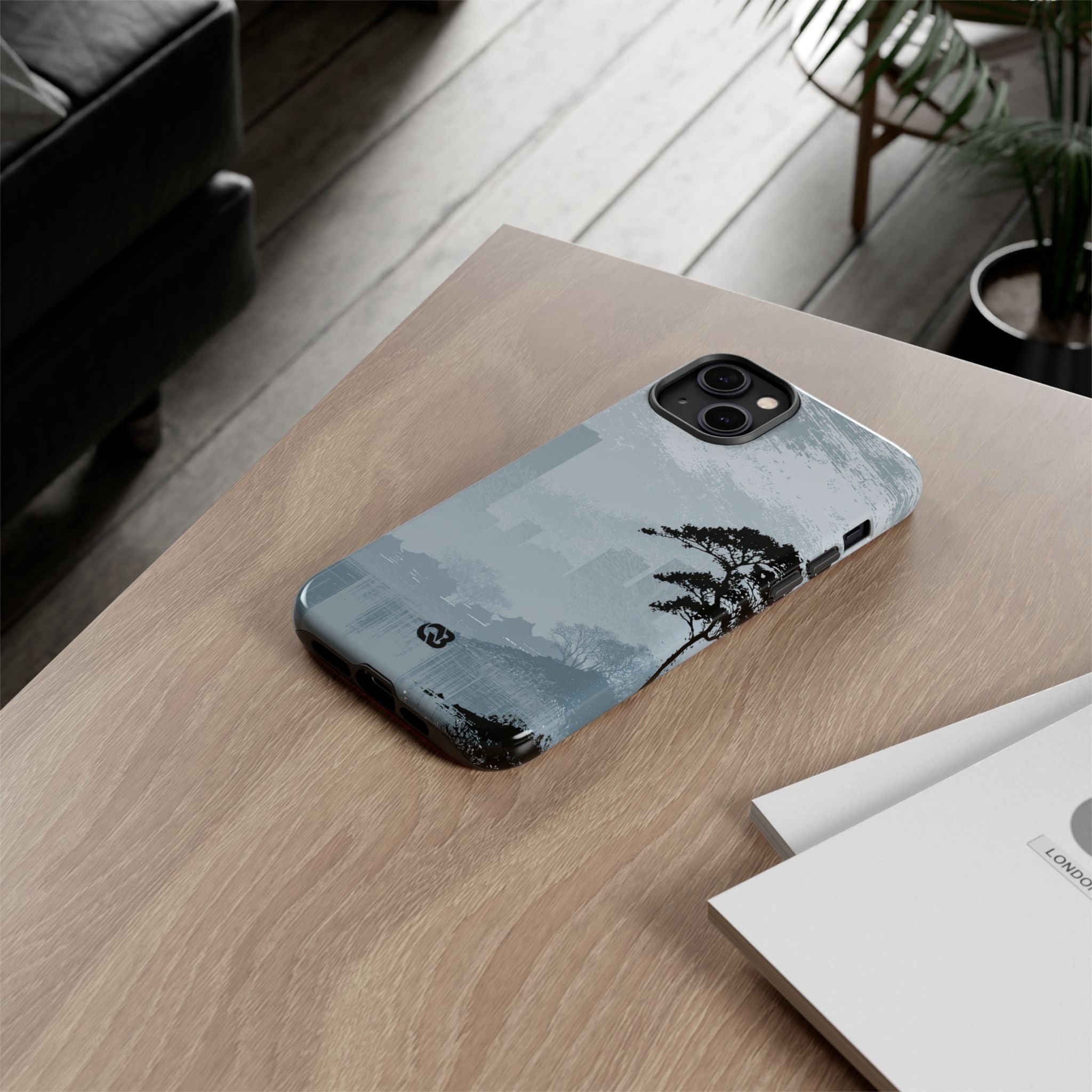 Grey Tough Phone Case for iPhone - Steel Slate Zen