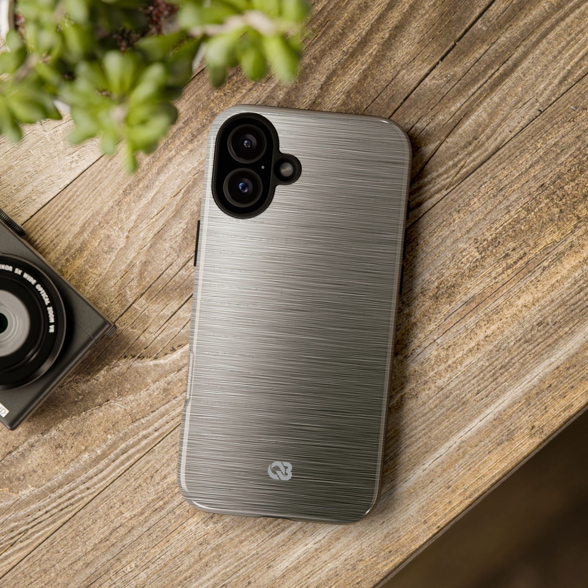 Grey Tough Phone Case for iPhone - Brushed Industrial Steel