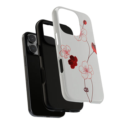 Red Tough Phone Case for iPhone - Kyoto Ember Bloom