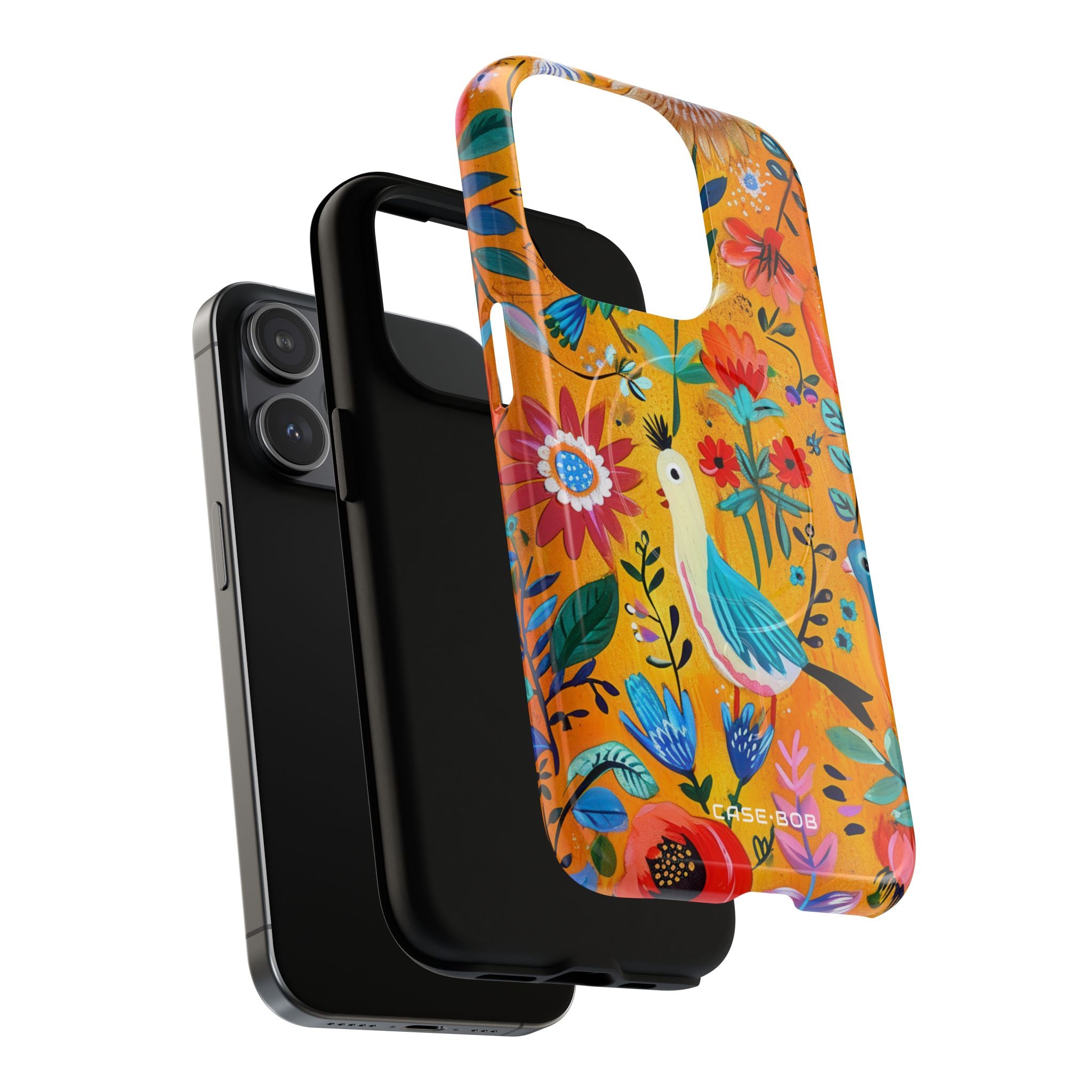 Farverige Fugle Bloom iPhone 15 Pro Cover - Tough+