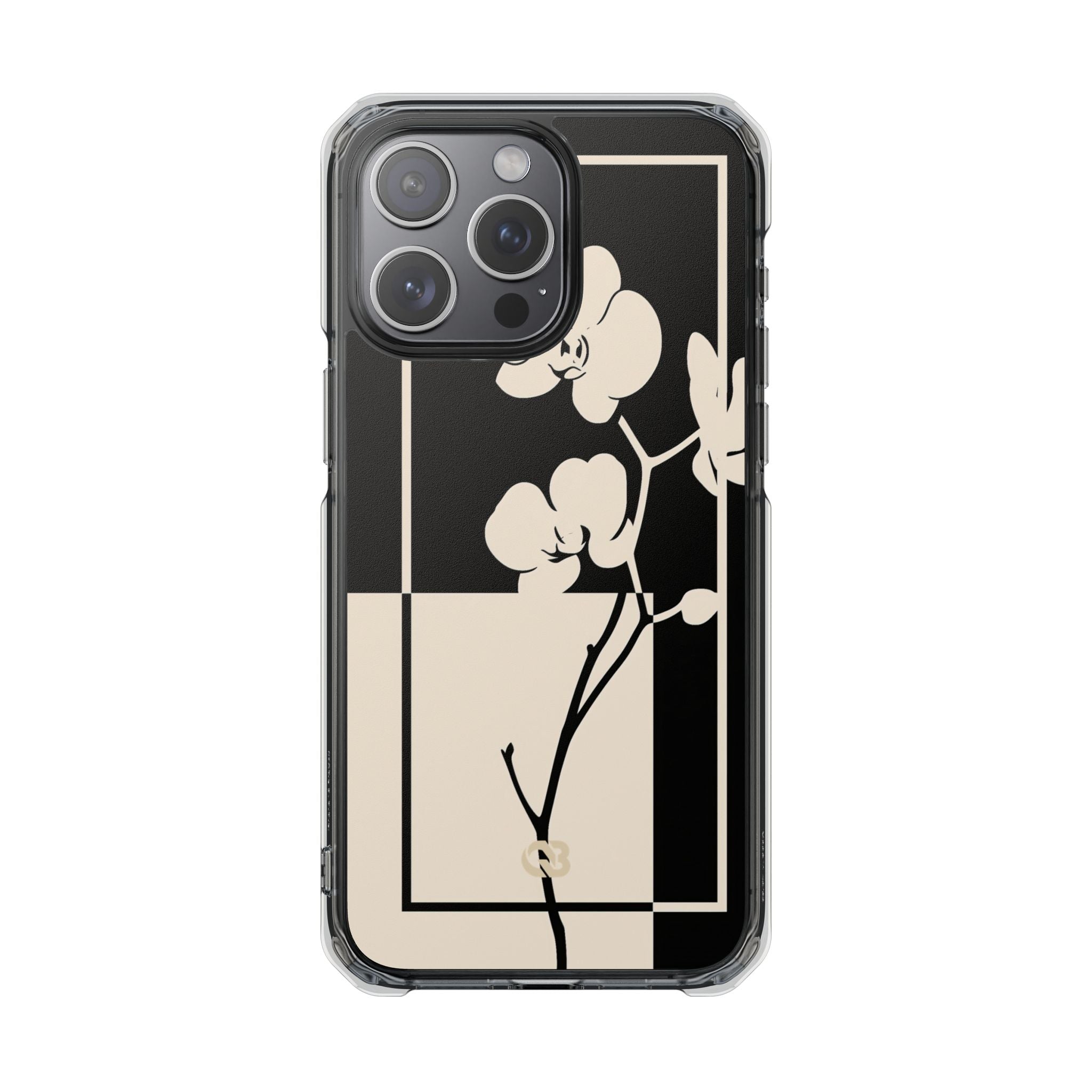 Beige Impact MagSafe Phone Case for iPhone - Nocturnal Orchid Frame