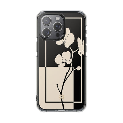 Beige Impact MagSafe Phone Case for iPhone - Nocturnal Orchid Frame