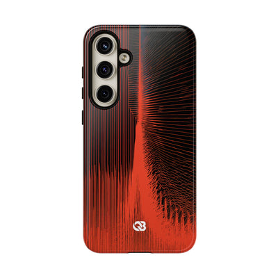 Red Tough Phone Case for Samsung - Crimson Frequency Pulse