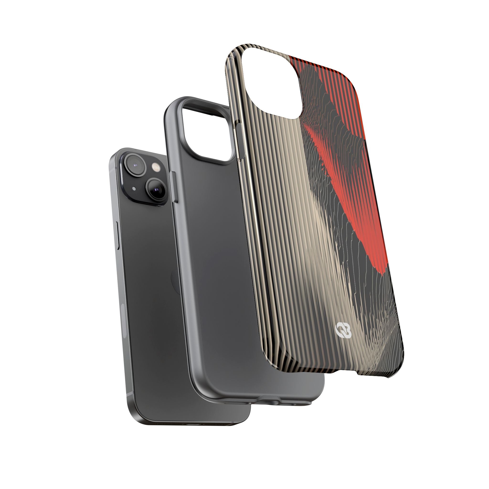Red Tough Phone Case for iPhone - Crimson Pulse Topo
