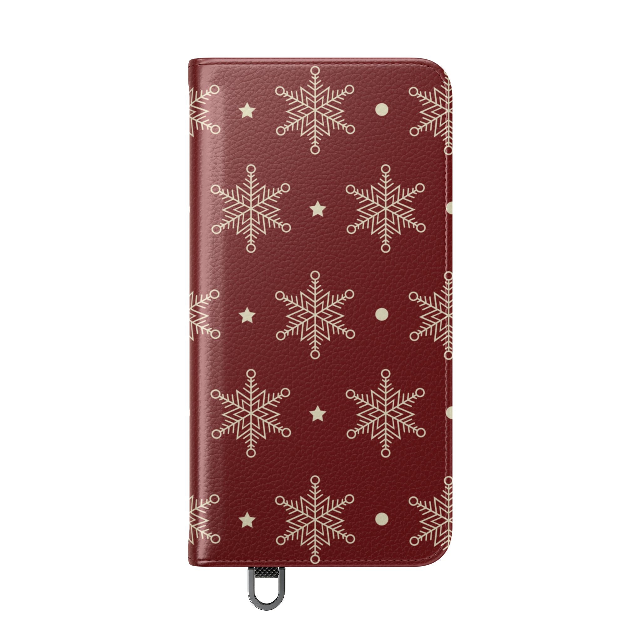 Cream Snowflakes Crimson - Samsung S25 Case - Wallet