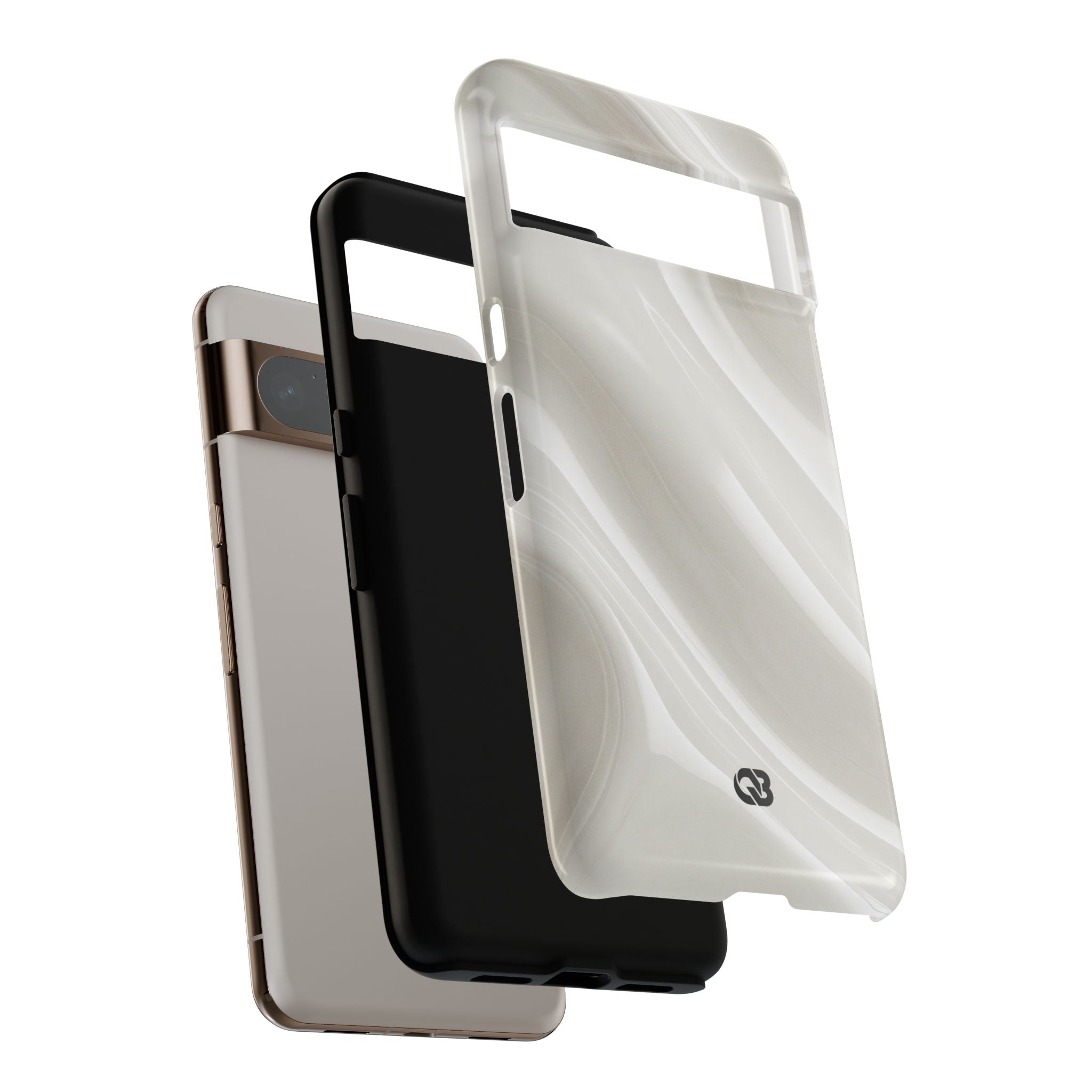 White Tough Phone Case for Google Pixel - Polished Ivory Wave