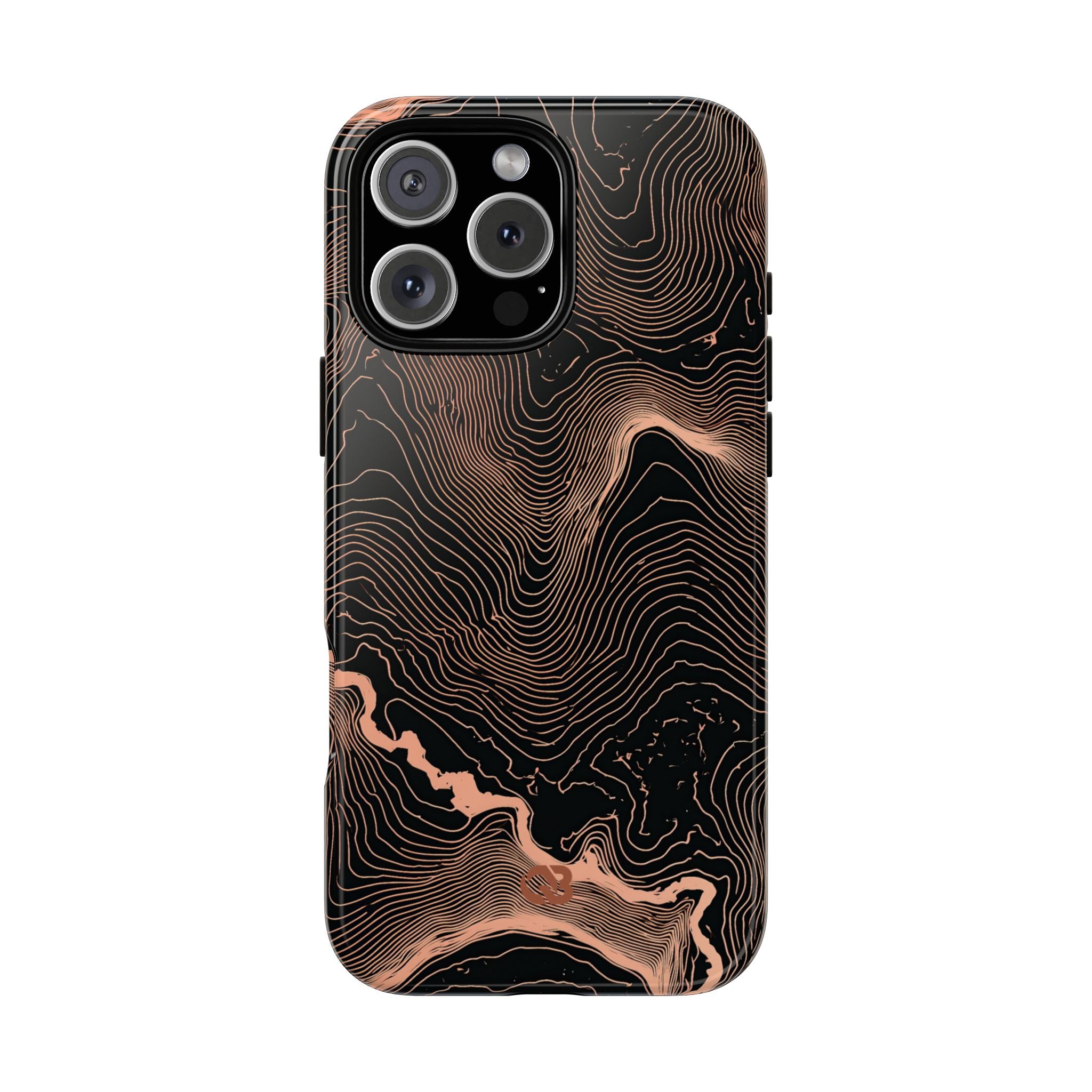 Orange Tough Phone Case for iPhone - Salmon Ridge Topo