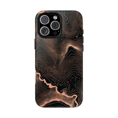 Orange Tough Phone Case for iPhone - Salmon Ridge Topo