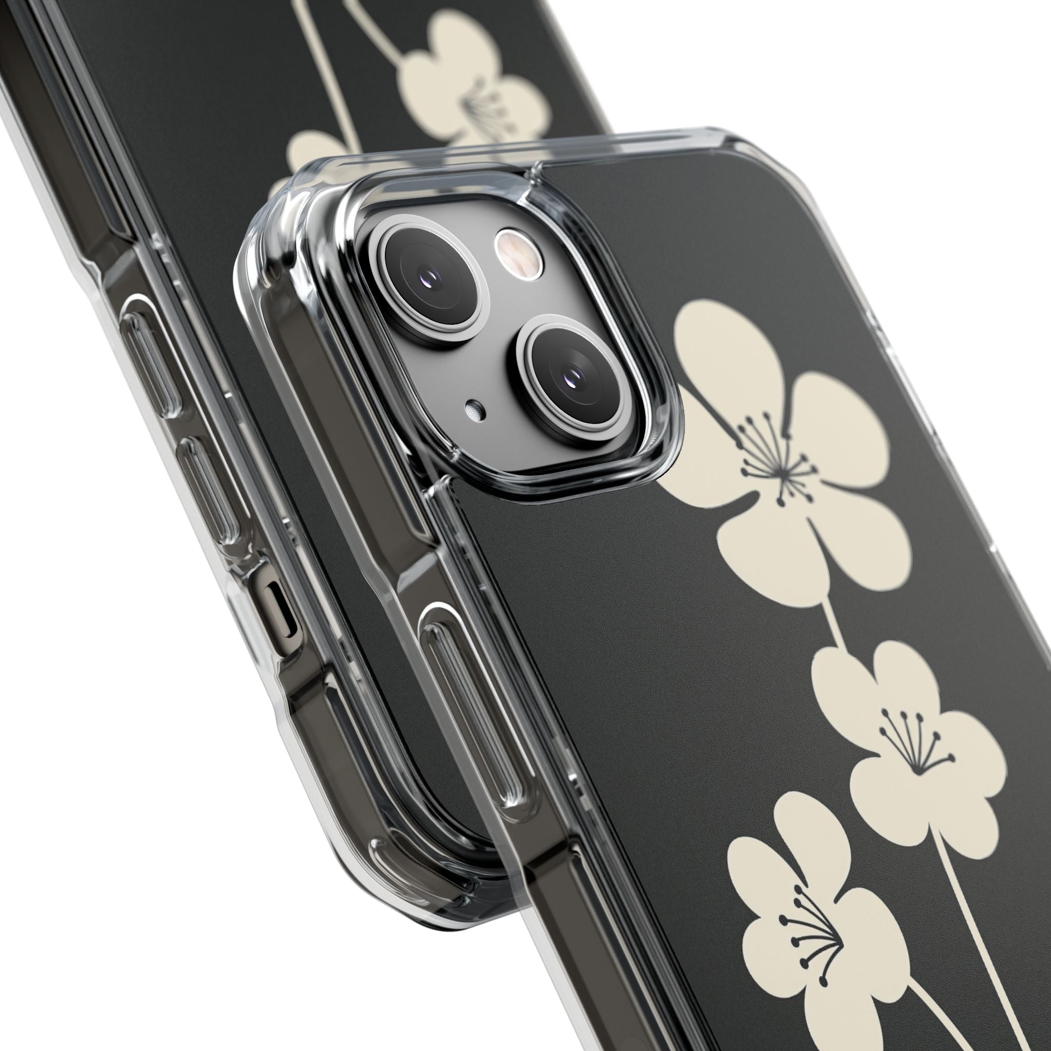 Black Impact MagSafe Phone Case for iPhone - Obsidian Cream Bloom