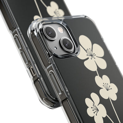 Black Impact MagSafe Phone Case for iPhone - Obsidian Cream Bloom