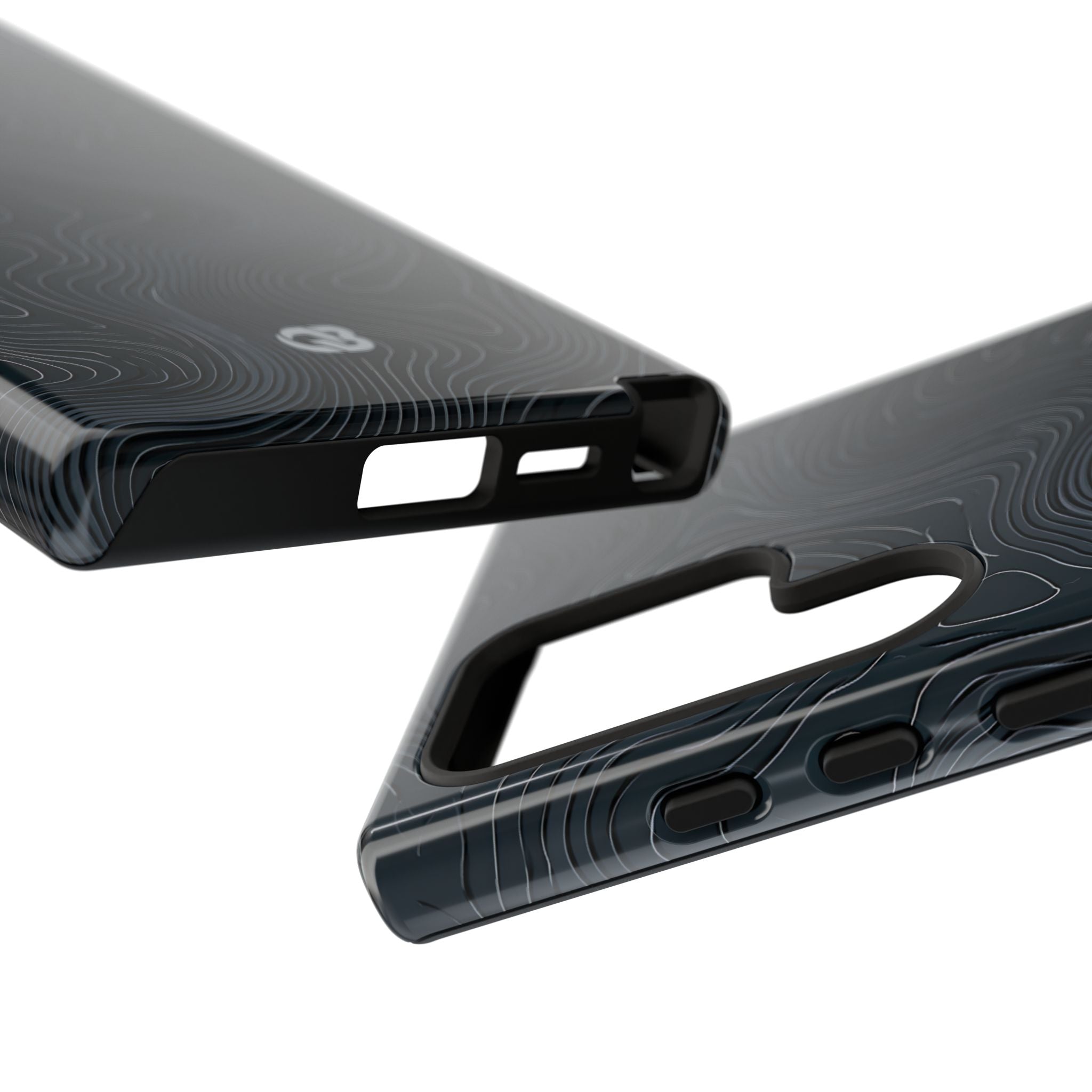 Black Tough Phone Case for Samsung - Obsidian Ridge Topo