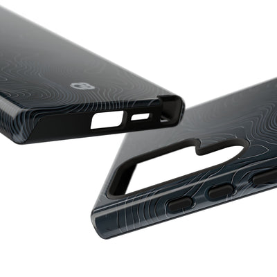 Black Tough Phone Case for Samsung - Obsidian Ridge Topo