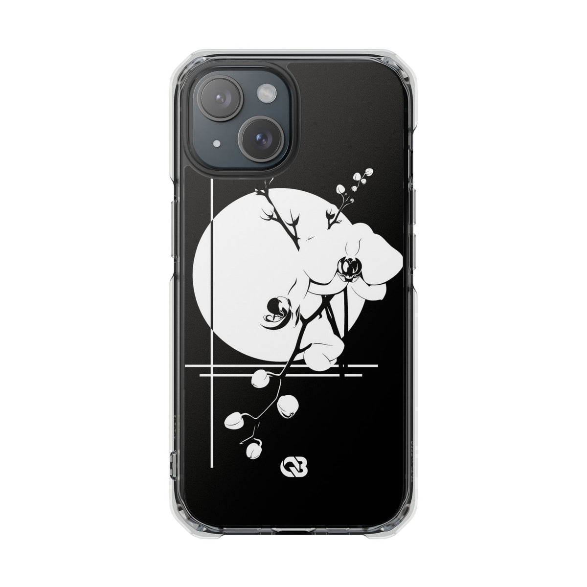 Nocturne Orchid Bloom · Clear Impact Magnetic Phone Case for iPhone ·  Black
