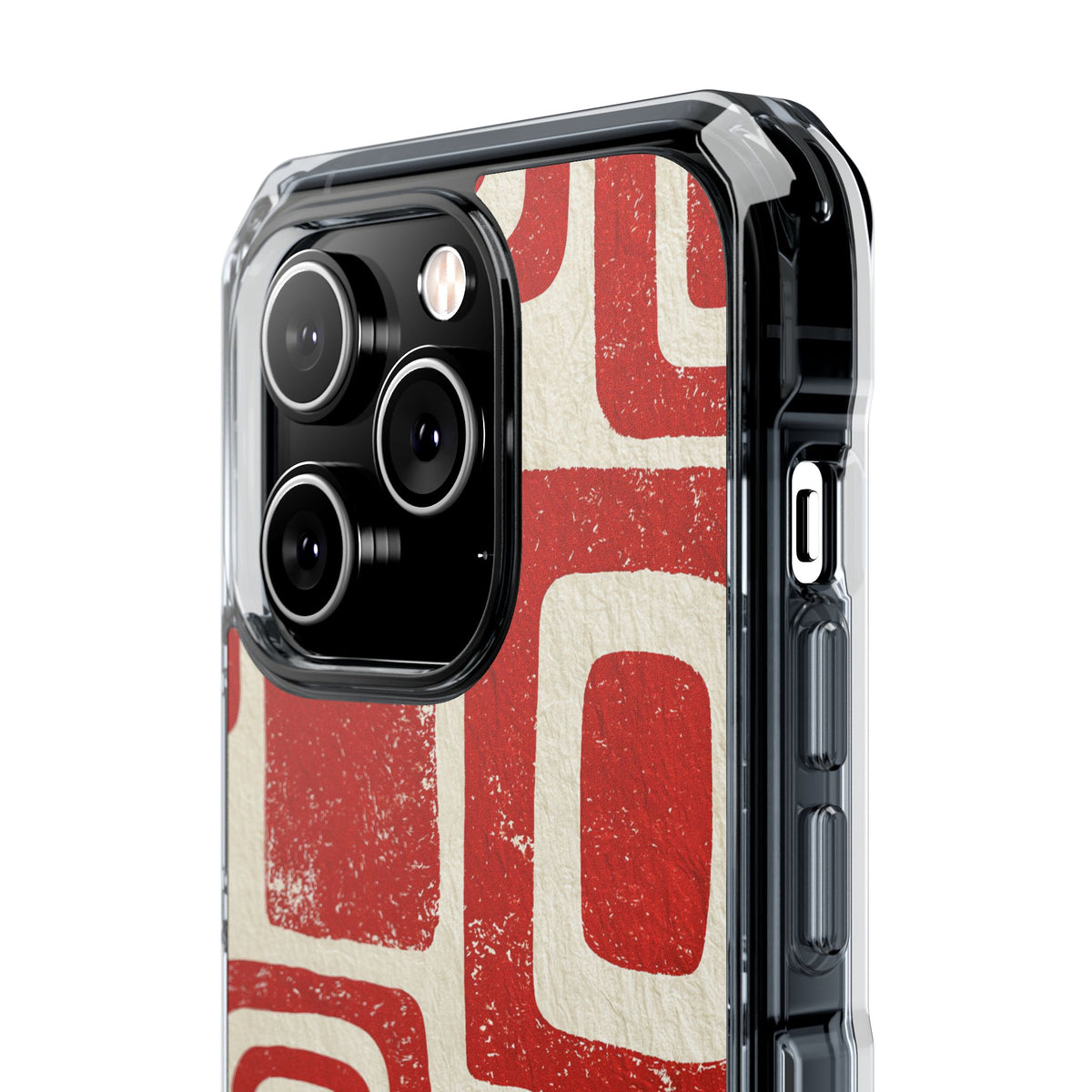 Vermilion Block Motif · Clear Impact Magnetic Phone Case for iPhone · Red
