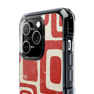 Vermilion Block Motif · Clear Impact Magnetic Phone Case for iPhone · Red