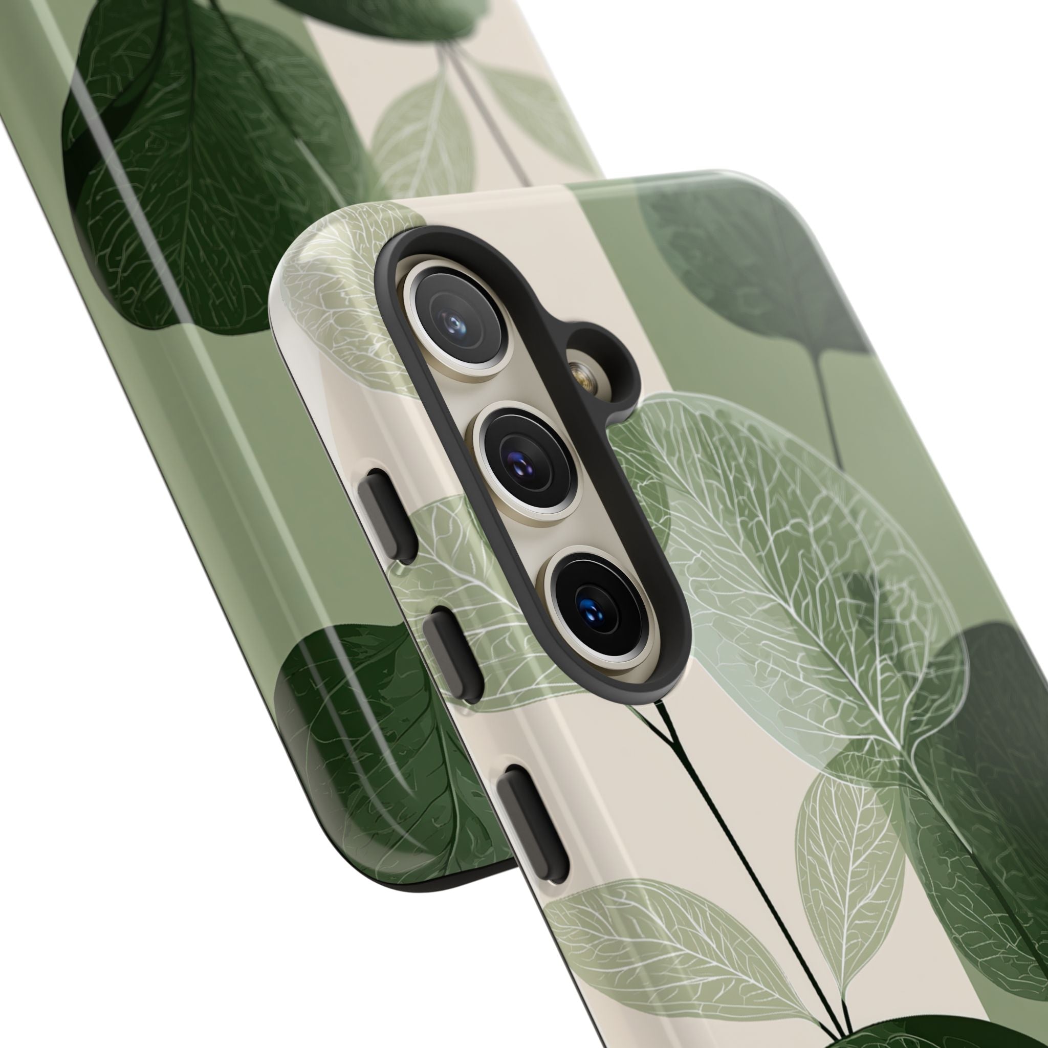 Green Tough Phone Case for Samsung - Sage Leaf Skeletals