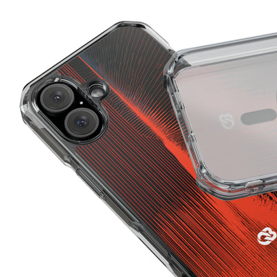 Red Impact MagSafe Phone Case for iPhone - Crimson Frequency Pulse