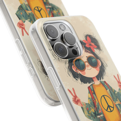 Retro Peace Girl · Soft Phone Case for iPhone