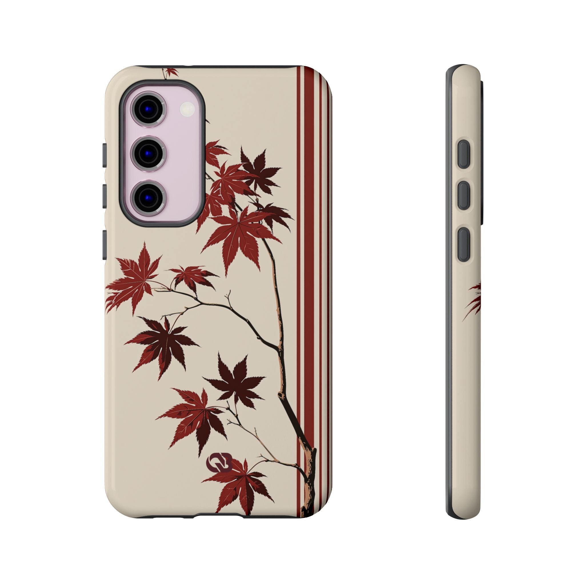 Red Tough Phone Case for Samsung - Crimson Momiji Stripe