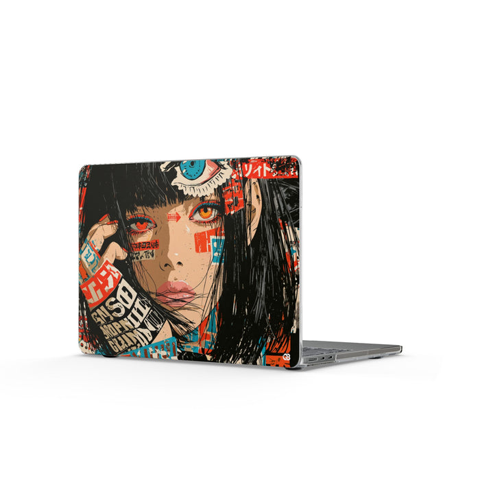 Shibuya Street Collage · Clear Hard Case for MacBook · Red