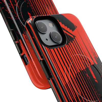 Red Tough 2.0 Magsafe Phone Case for iPhone - Crimson Brutalist Distortion