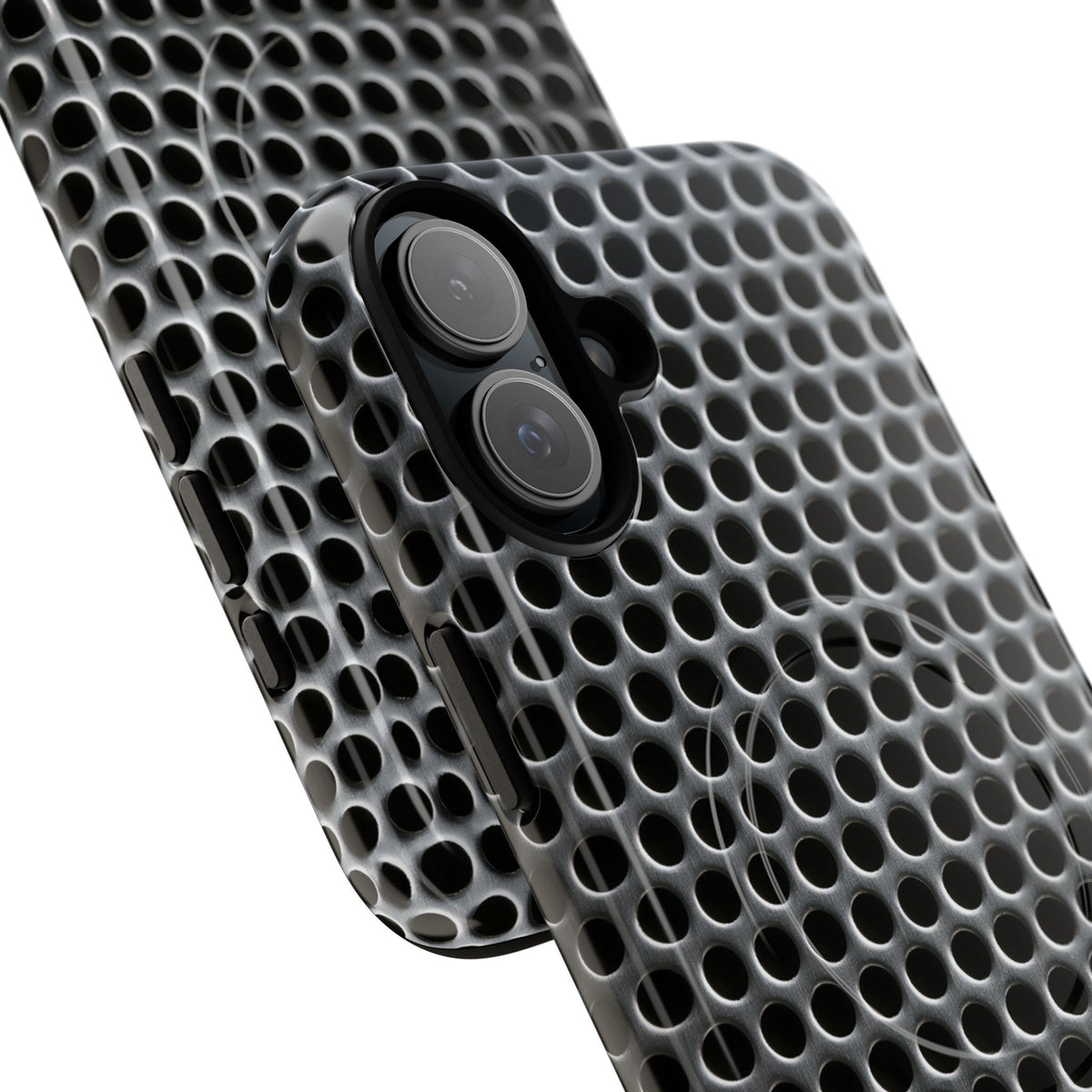 Brushed Perforated Steel · Tough 2.0 Magnetic Phone Case for iPhone · Silver