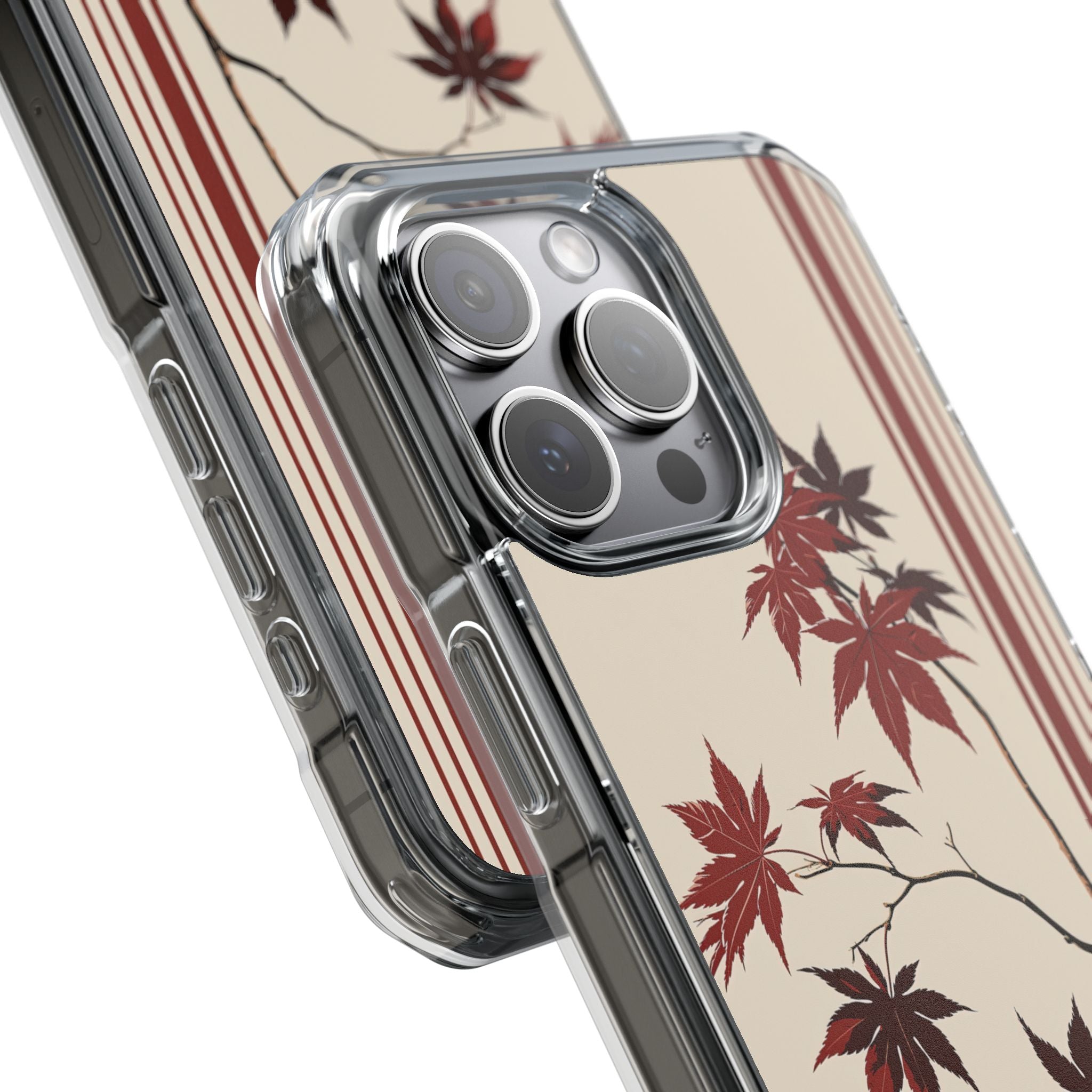 Red Impact MagSafe Phone Case for iPhone - Crimson Momiji Stripe