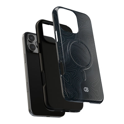 Black Tough 2.0 Magsafe Phone Case for iPhone - Obsidian Ridge Topo