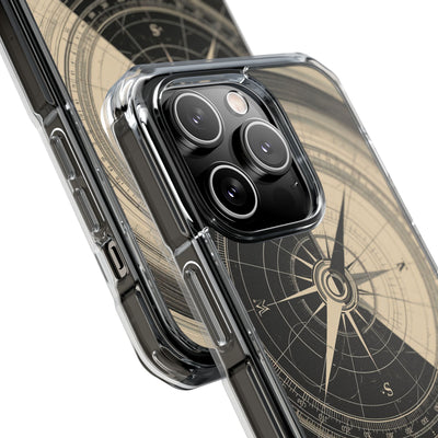 Beige Impact MagSafe Phone Case for iPhone - Obsidian Nautical Blueprint