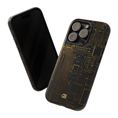 Gold Tough Phone Case for iPhone - Amber Core Mainframe