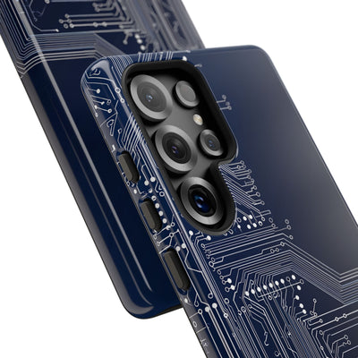 Blue Tough Phone Case for Samsung - Cobalt Data Stream