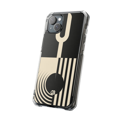 Black Impact MagSafe Phone Case for iPhone - Ivory Signal Grid