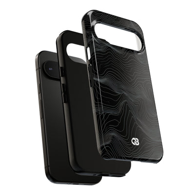 Black Tough Phone Case for Google Pixel - Obsidian Topo Wireframe