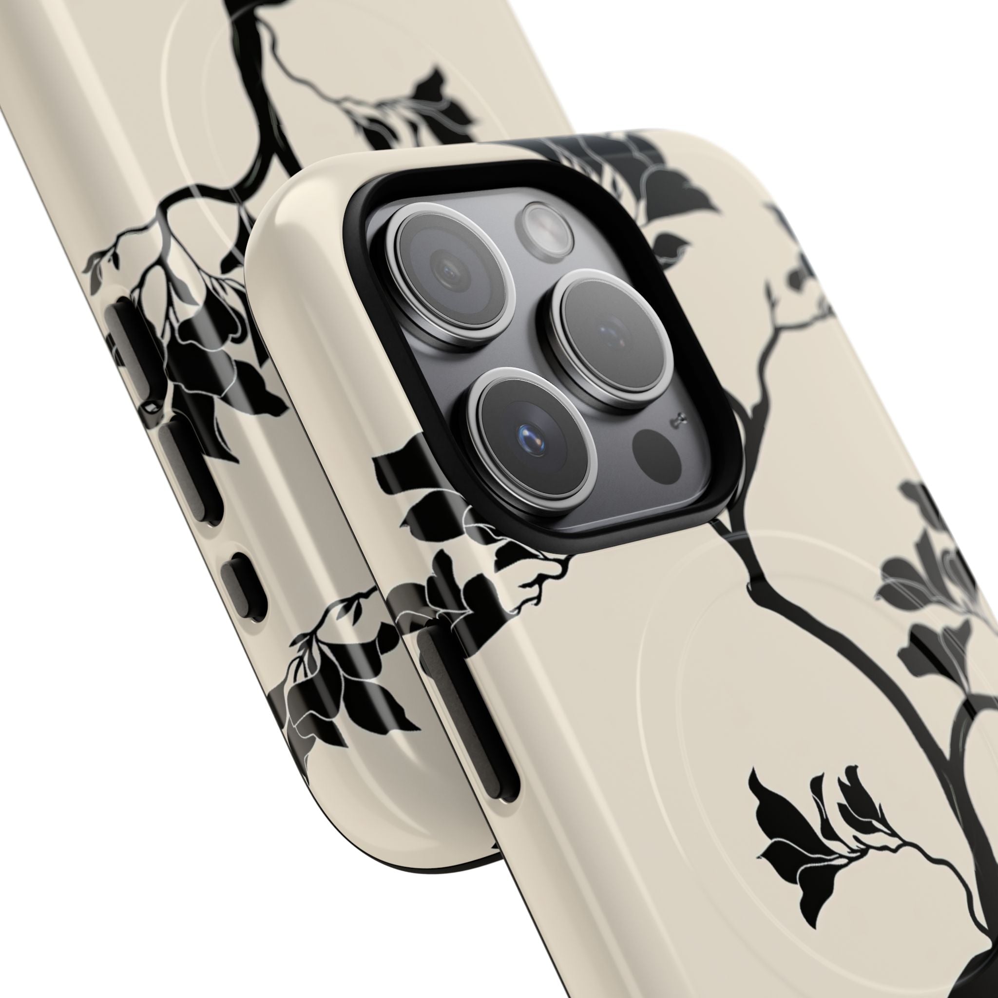 Beige Tough 2.0 Magsafe Phone Case for iPhone - Obsidian Bonsai Silhouette