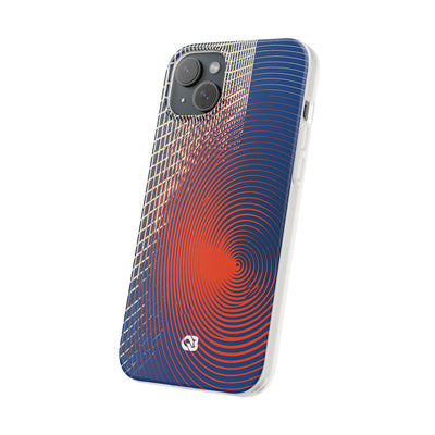 Blue Lite Phone Case for iPhone - Orange Orbit Grid