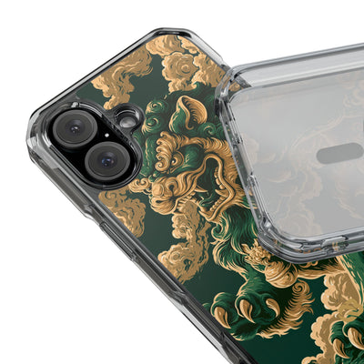 Imperial Guardian Lion · Clear Impact Magnetic Phone Case for iPhone · Green