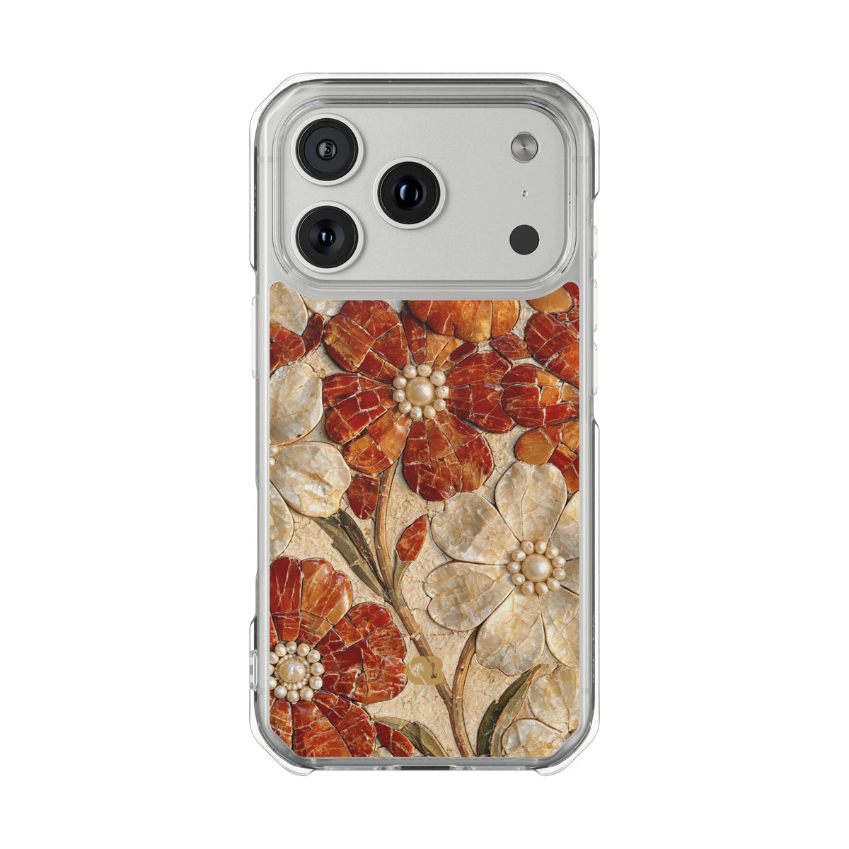 Carnelian Pearl Bloom · Clear Impact Magnetic Phone Case for iPhone · Orange