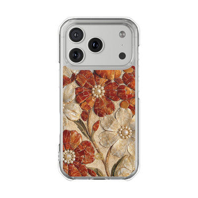 Carnelian Pearl Bloom · Clear Impact Magnetic Phone Case for iPhone · Orange