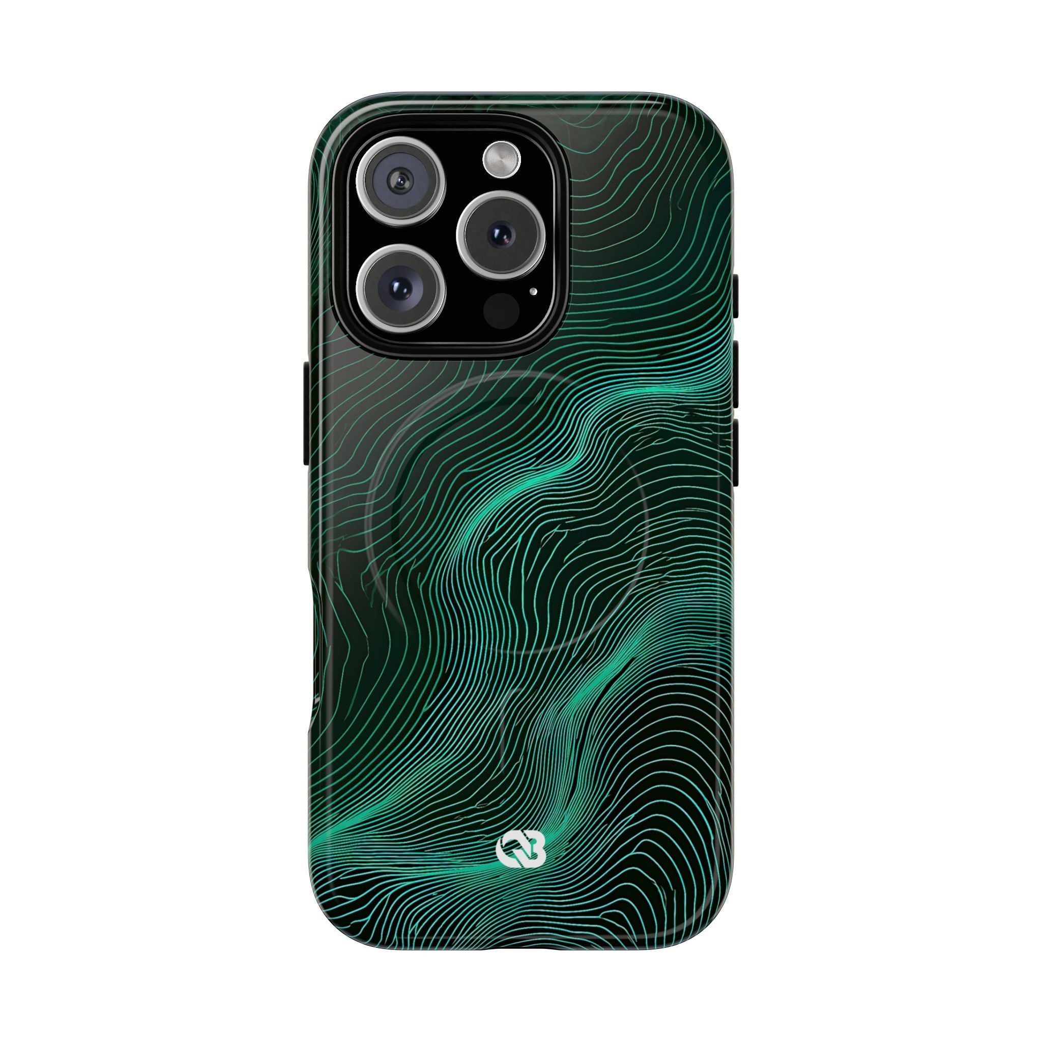 Teal Tough 2.0 Magsafe Phone Case for iPhone - Neon Jade Contour