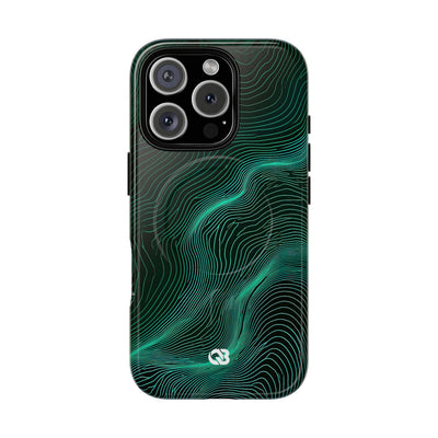 Teal Tough 2.0 Magsafe Phone Case for iPhone - Neon Jade Contour