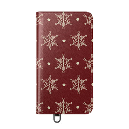 Cream Snowflakes Crimson - Samsung S24 Case - Wallet