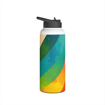 Curved Rainbow Breeze - Stainless Steel Water Bottle