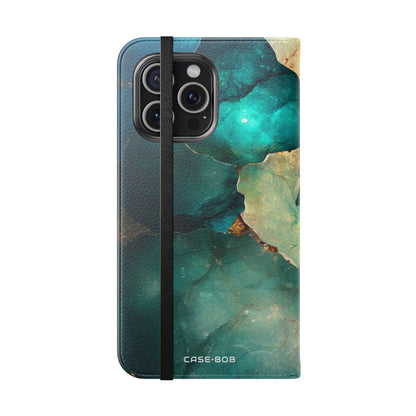 Fractured Gemstone Teal - iPhone 15 Pro Max Case - Wallet