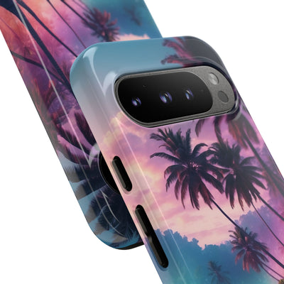 Neon Shore Palms · Tough Handyhülle für Google Pixel