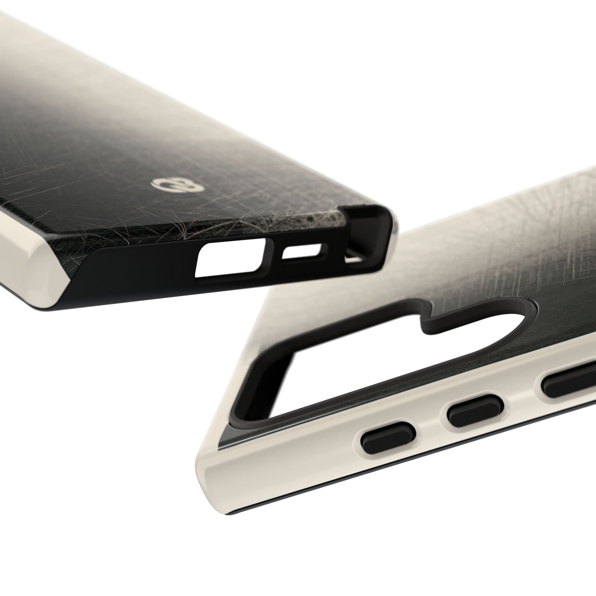 Beige Tough Phone Case for Samsung - Brutalist Graphite Grid