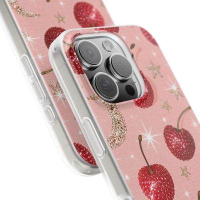 Bedazzled Ruby Cherries · Lite Phone Case for iPhone ·  Pink
