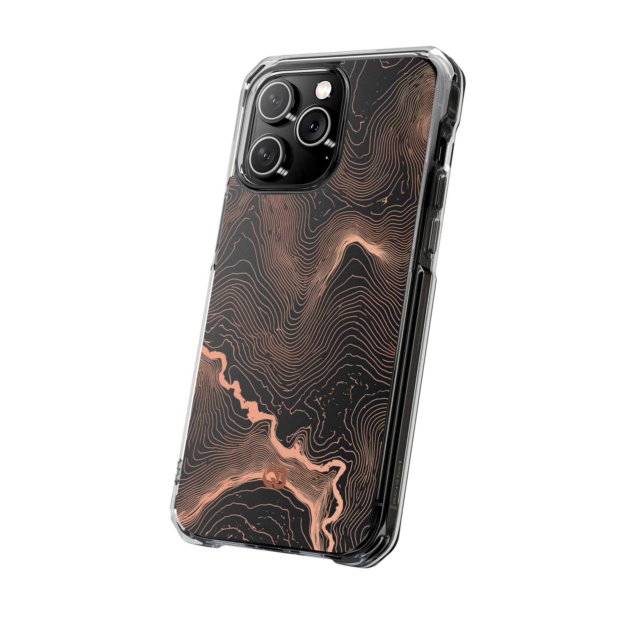 Orange Impact MagSafe Phone Case for iPhone - Salmon Ridge Topo